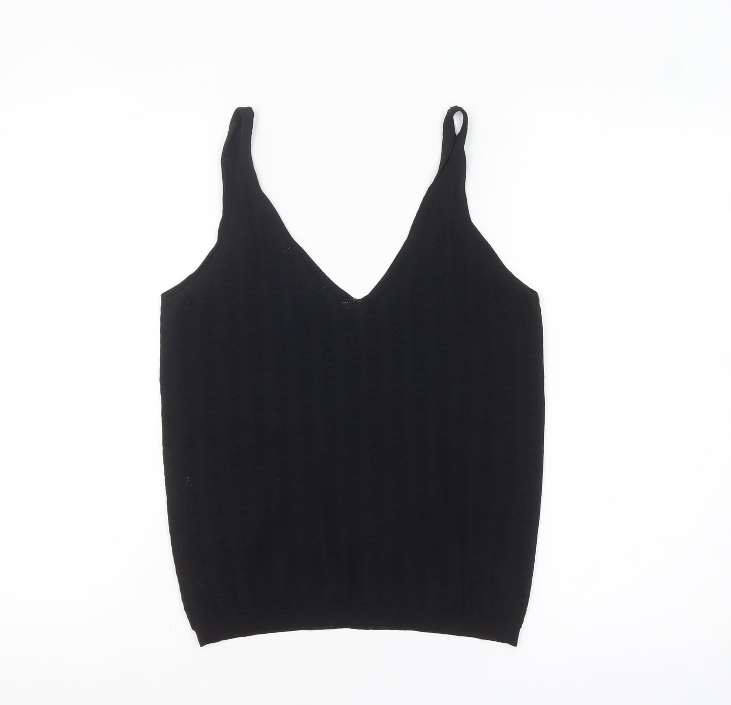 Oliver Bonas Women's Black Knit V-Neck Camisole Tank Top Size 8