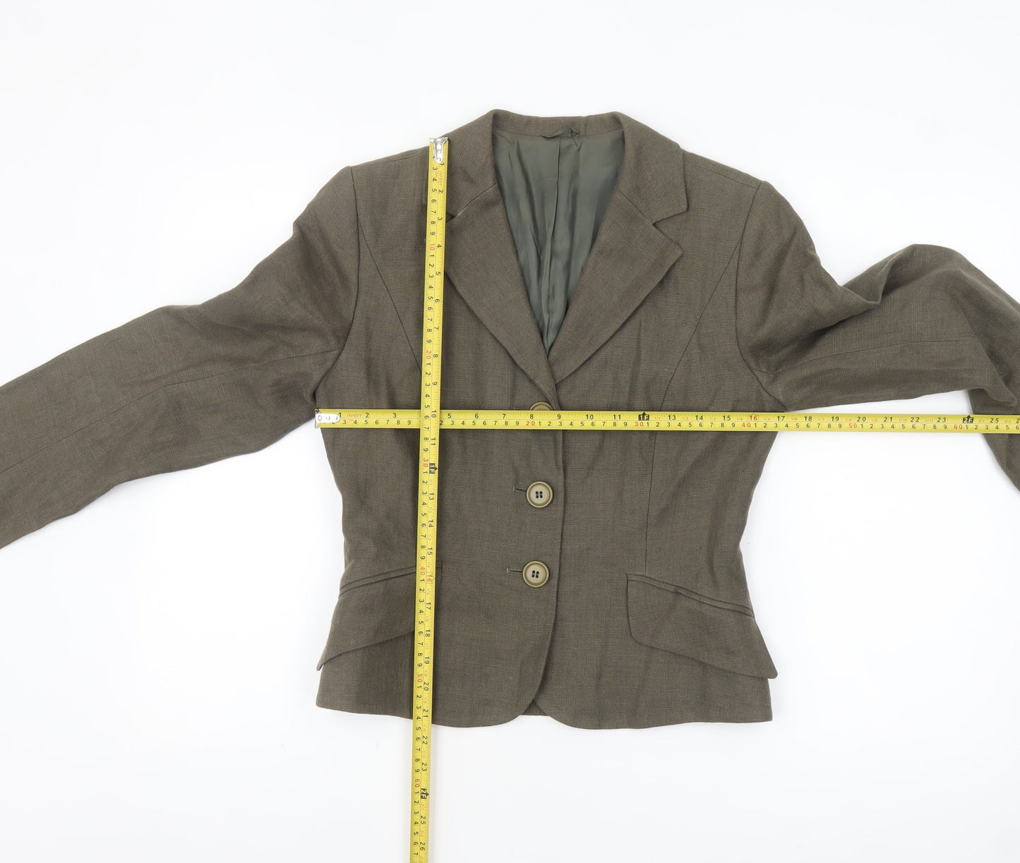 Hobbs Women Brown Linen Tailored Suit Jacket Size 10 Classic Workwear