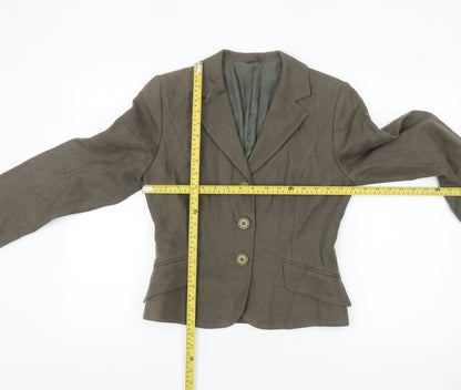 Hobbs Women Brown Linen Tailored Suit Jacket Size 10 Classic Workwear