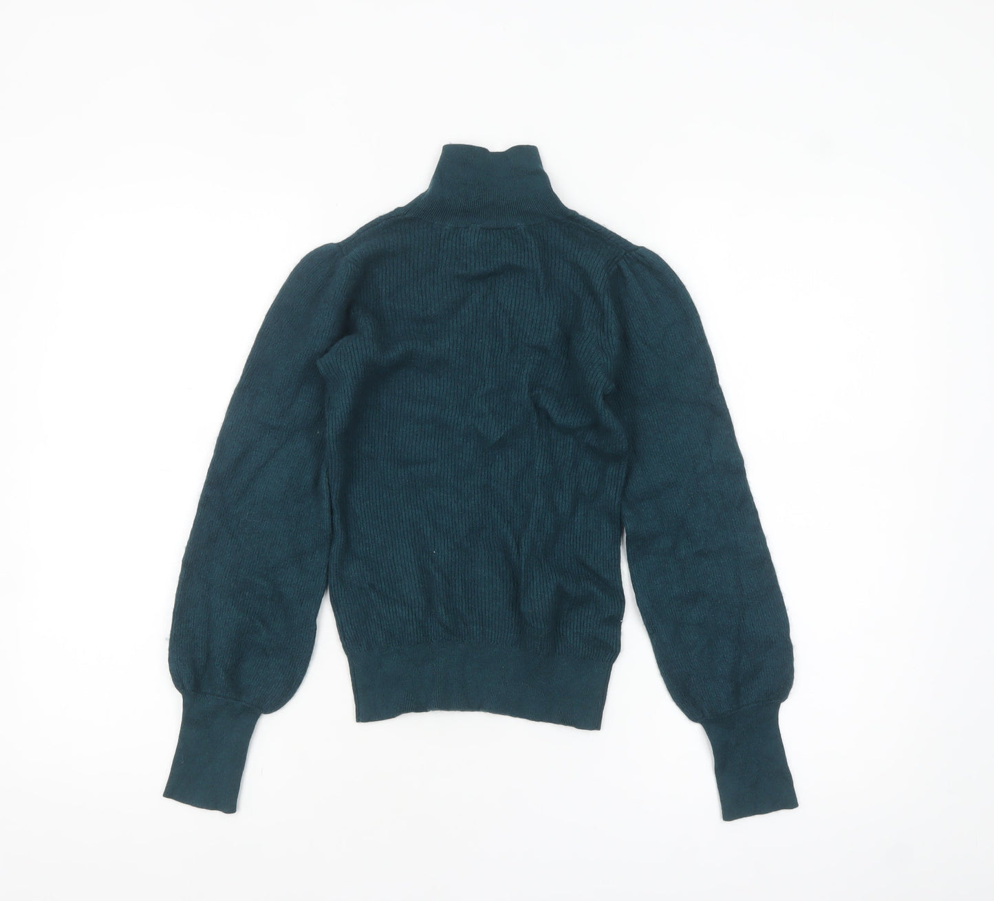 Hush Women’s Green Mock Neck Wool Blend Pullover Jumper XS