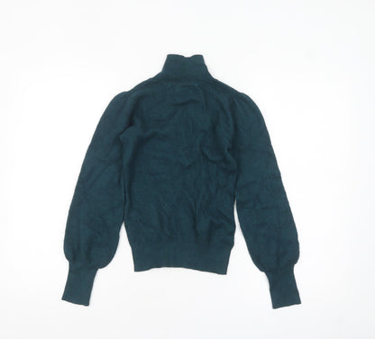 Hush Women’s Green Mock Neck Wool Blend Pullover Jumper XS