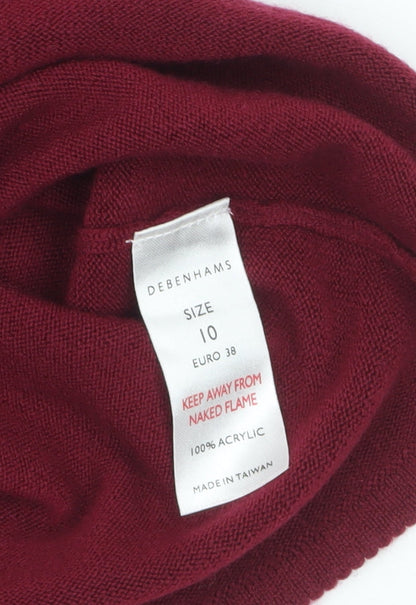Debenhams Women Red Sequin Crew Neck Short Sleeve Jumper Size 10