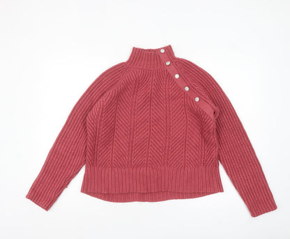 Next Women Pink Mock Neck Chunky Knit Pullover Jumper Size 14