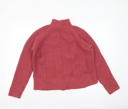 Next Women Pink Mock Neck Chunky Knit Pullover Jumper Size 14