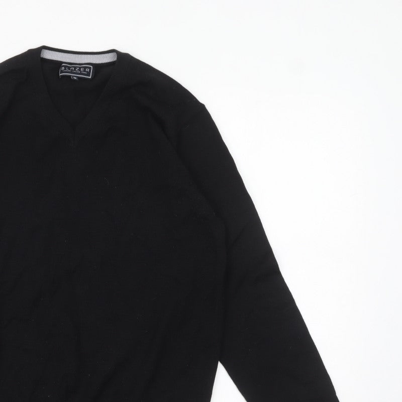 Blazer Men's Black V-Neck Pullover Jumper Size M Classic Knit