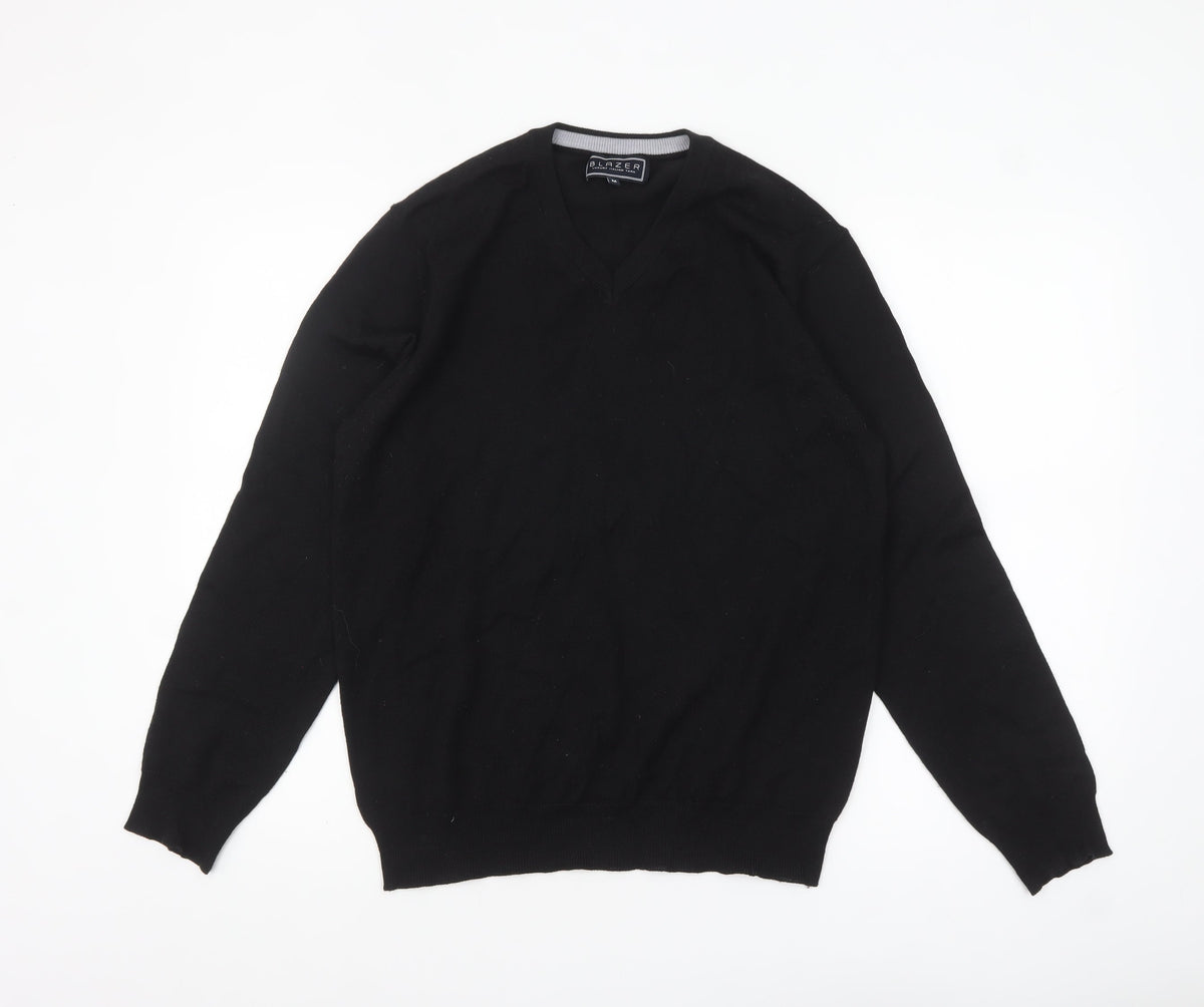 Blazer Men's Black V-Neck Pullover Jumper Size M Classic Knit