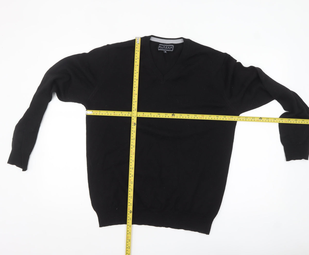 Blazer Men's Black V-Neck Pullover Jumper Size M Classic Knit