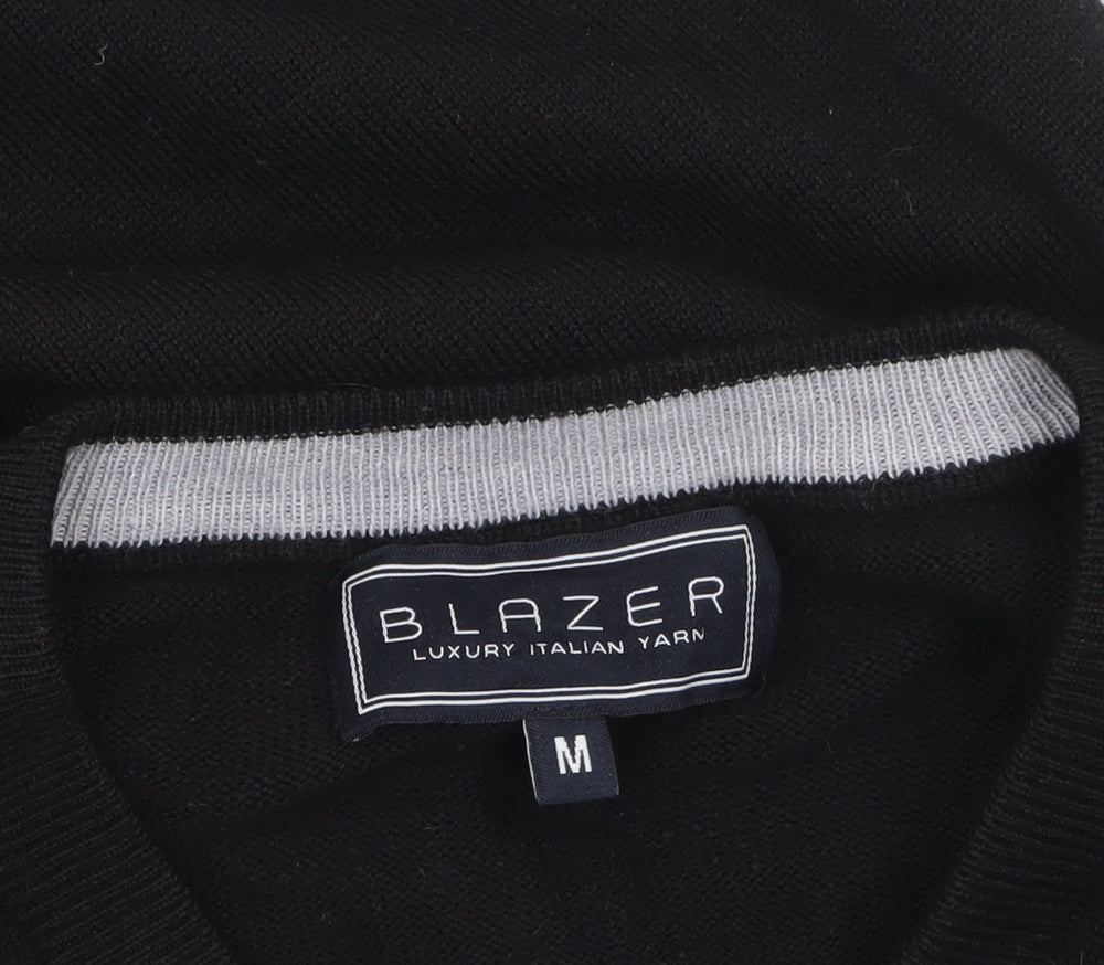 Blazer Men's Black V-Neck Pullover Jumper Size M Classic Knit
