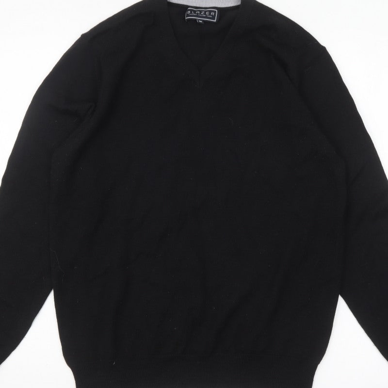 Blazer Men's Black V-Neck Pullover Jumper Size M Classic Knit