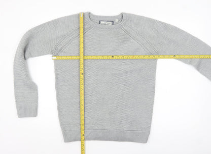 Brave Soul Men's Grey Chunky Knit Crew Neck Jumper Size L
