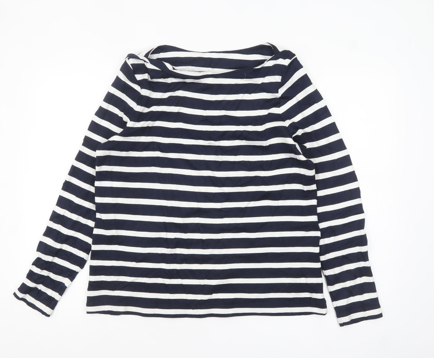 Marks and Spencer Women’s Blue Striped Long Sleeve Jersey T-Shirt Size 14