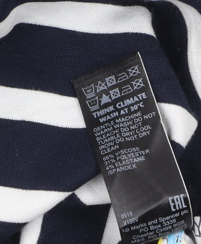 Marks and Spencer Women’s Blue Striped Long Sleeve Jersey T-Shirt Size 14