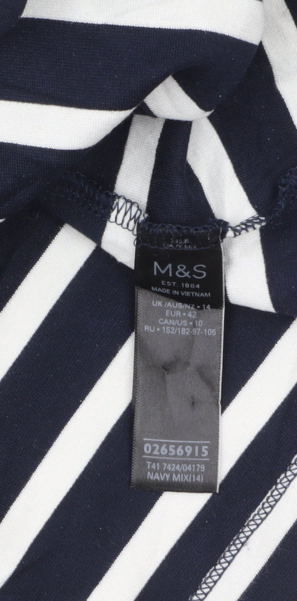 Marks and Spencer Women’s Blue Striped Long Sleeve Jersey T-Shirt Size 14