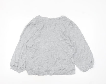 Hush Womens Grey Cotton Long Sleeve Basic Blouse Size L