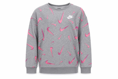 Nike Girls Grey Pink Logo Pullover Sweatshirt XL 14-15 Years