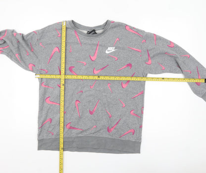 Nike Girls Grey Pink Logo Pullover Sweatshirt XL 14-15 Years