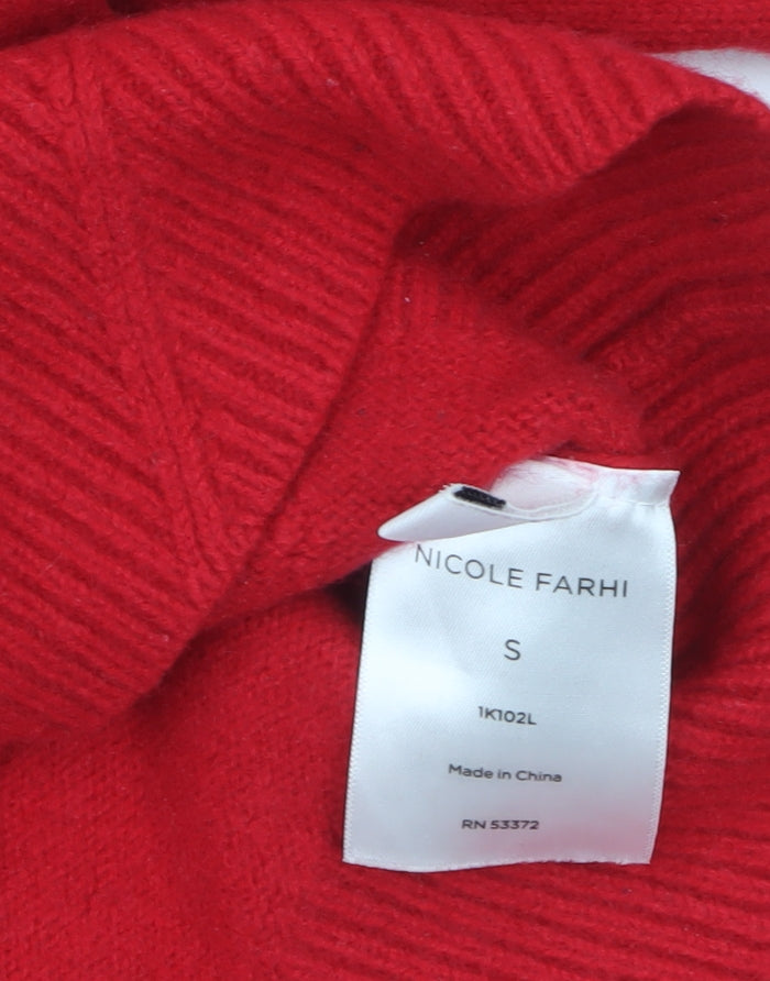 Nicole Farhi Women’s Red Wool Roll Neck Pullover Jumper Size S