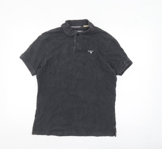 Barbour Men's Black Cotton Short Sleeve Polo Shirt Size L