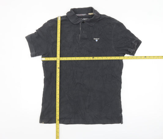 Barbour Men's Black Cotton Short Sleeve Polo Shirt Size L