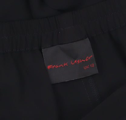 Frank Usher Women's Black Cropped Wide-Leg Trousers Size 12