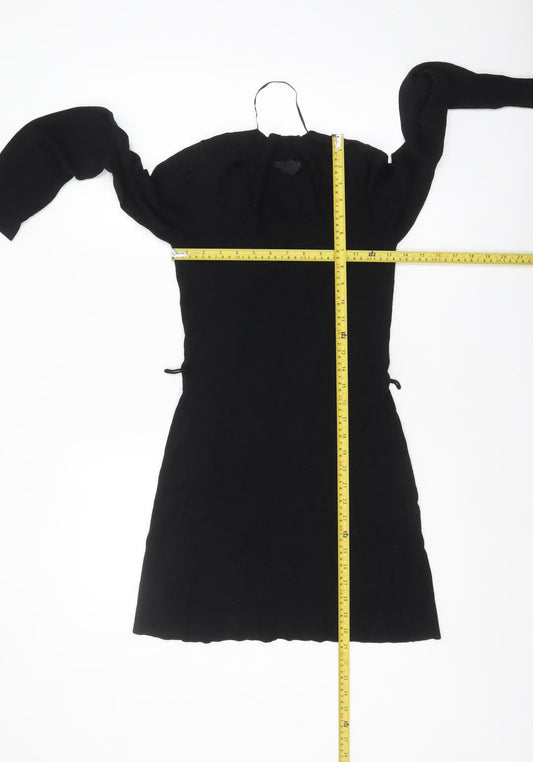 H&M Women’s Black Bodycon Knit Dress Size XS Long Sleeve