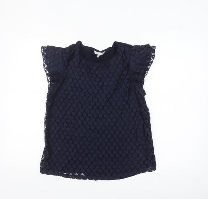 Red Herring Women's Blue Lace Flutter Sleeve Blouse Size 12