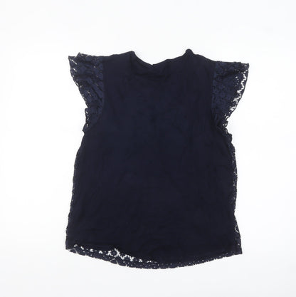 Red Herring Women's Blue Lace Flutter Sleeve Blouse Size 12