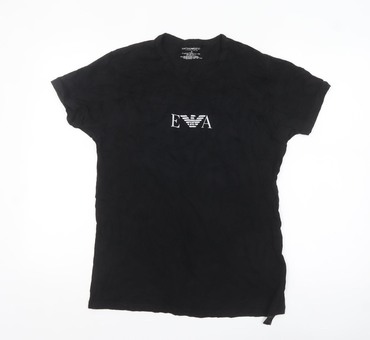 Emporio Armani Men's Black Slim Fit Short Sleeve Crew Neck Logo T-Shirt M
