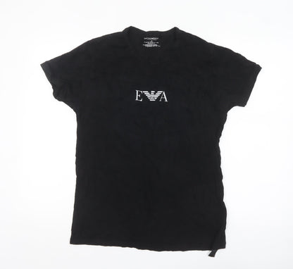 Emporio Armani Men's Black Slim Fit Short Sleeve Crew Neck Logo T-Shirt M