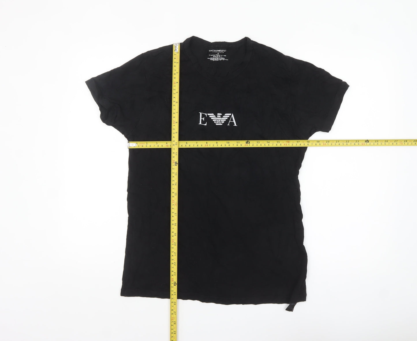 Emporio Armani Men's Black Slim Fit Short Sleeve Crew Neck Logo T-Shirt M