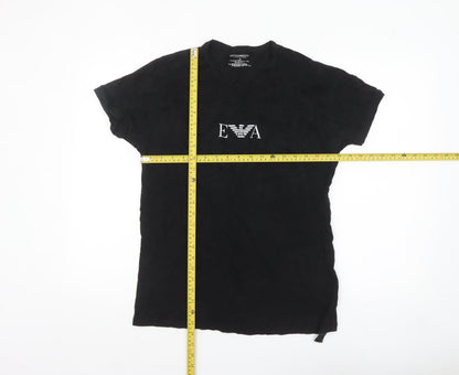 Emporio Armani Men's Black Slim Fit Short Sleeve Crew Neck Logo T-Shirt M