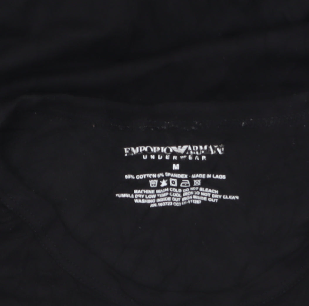 Emporio Armani Men's Black Slim Fit Short Sleeve Crew Neck Logo T-Shirt M