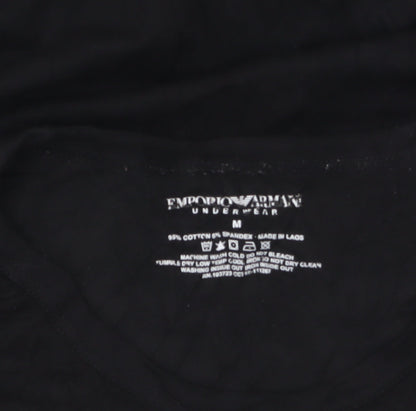 Emporio Armani Men's Black Slim Fit Short Sleeve Crew Neck Logo T-Shirt M
