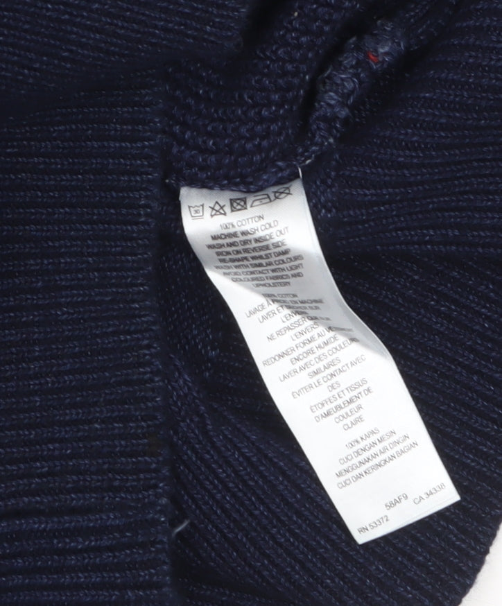 FCUK Men's Blue Cotton Knit Crew Neck Pullover Jumper Size M
