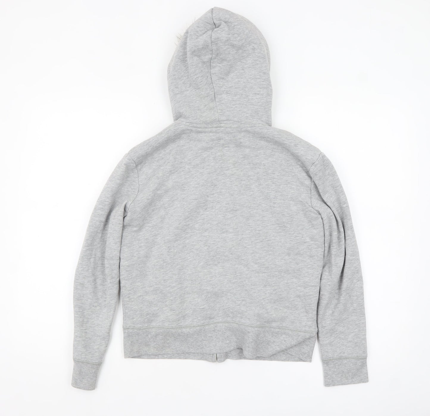 GAP Girls Grey Full Zip Fur Trim Hoodie Size 12-13 Years
