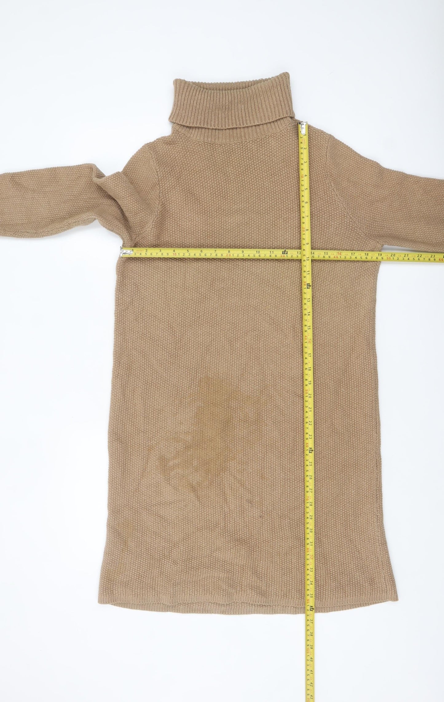 Boden Women’s Beige Knit Jumper Dress UK 10 Roll Neck Long Sleeve