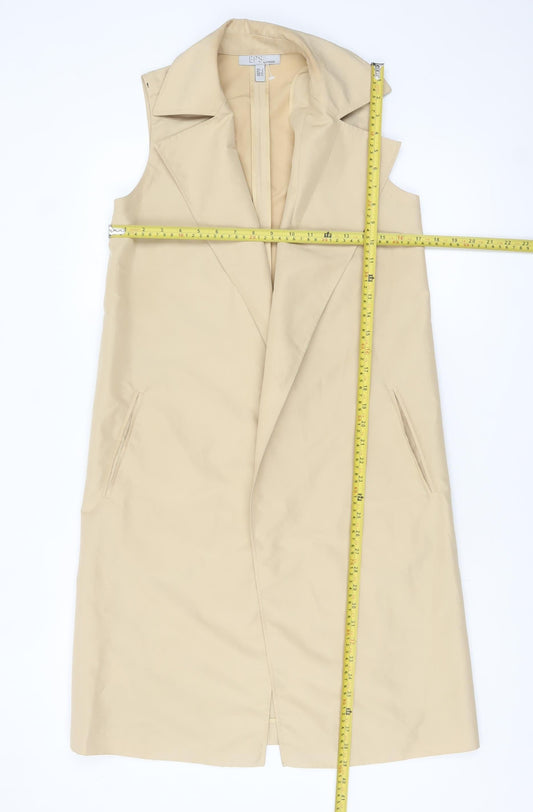 Episode Women Beige Long Waistcoat Sleeveless UK 4 Polyester