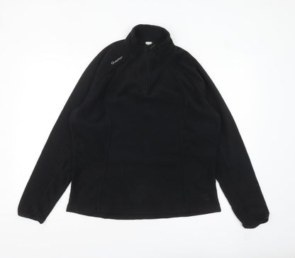 Quechua Women Black Fleece Pullover Sweatshirt XL Warm Outdoor Hiking Top