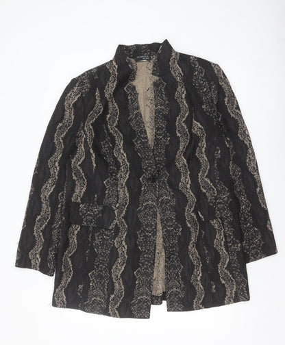 Habella Women's Black Patterned Blazer Size 14 Classic Jacket