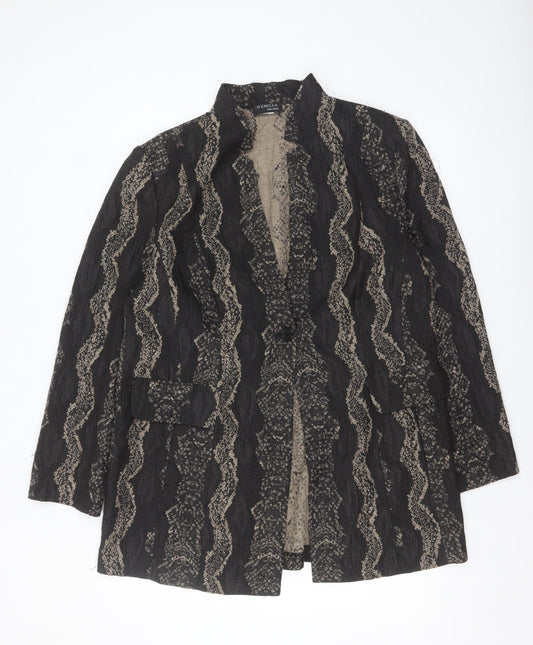 Habella Women's Black Patterned Blazer Size 14 Classic Jacket