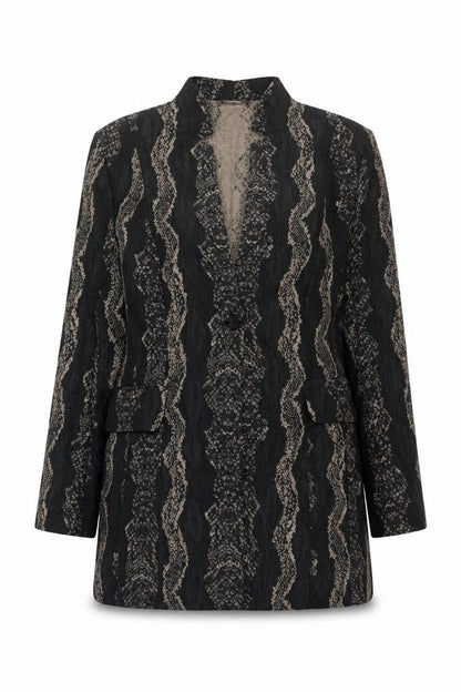 Habella Women's Black Patterned Blazer Size 14 Classic Jacket