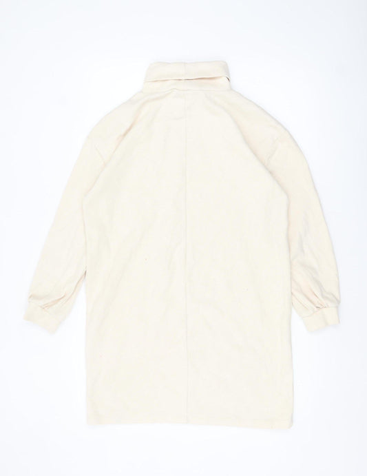 Max Women’s Beige Roll Neck Long Sleeve Cotton Top M