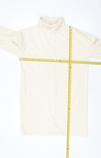 Max Women’s Beige Roll Neck Long Sleeve Cotton Top M