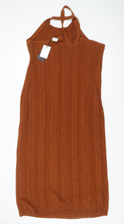 Marks and Spencer Women Brown Size 20 Knit Halter Bodycon Midi Dress