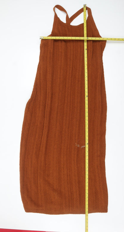 Marks and Spencer Women Brown Size 20 Knit Halter Bodycon Midi Dress