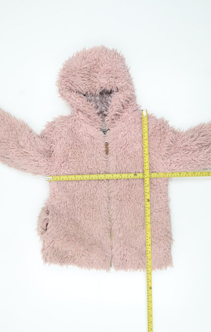 FatFace Girls Pink Faux Fur Hooded Lined Jacket 10-11 Years