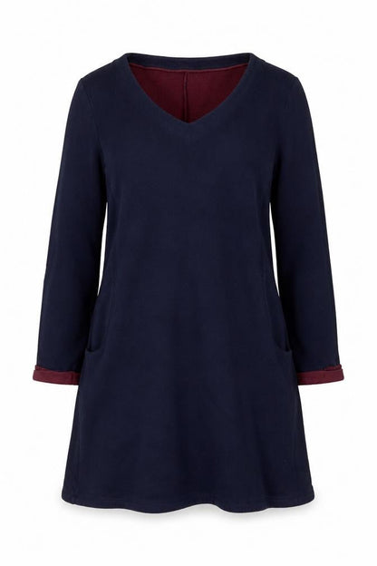 White Stuff Women Blue Cotton Shift Dress Size 12 V-Neck Workwear