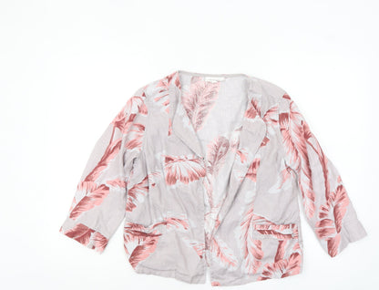 Thought Women’s Pink Floral Linen Blazer Jacket Size S Lightweight