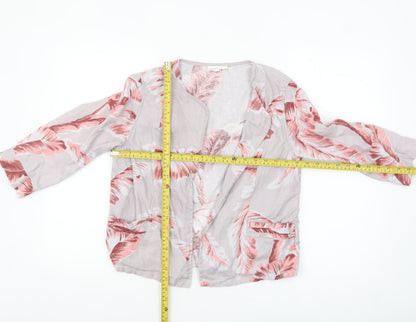 Thought Women’s Pink Floral Linen Blazer Jacket Size S Lightweight