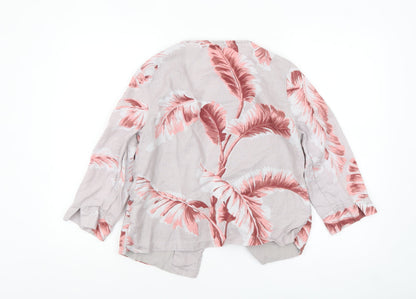 Thought Women’s Pink Floral Linen Blazer Jacket Size S Lightweight
